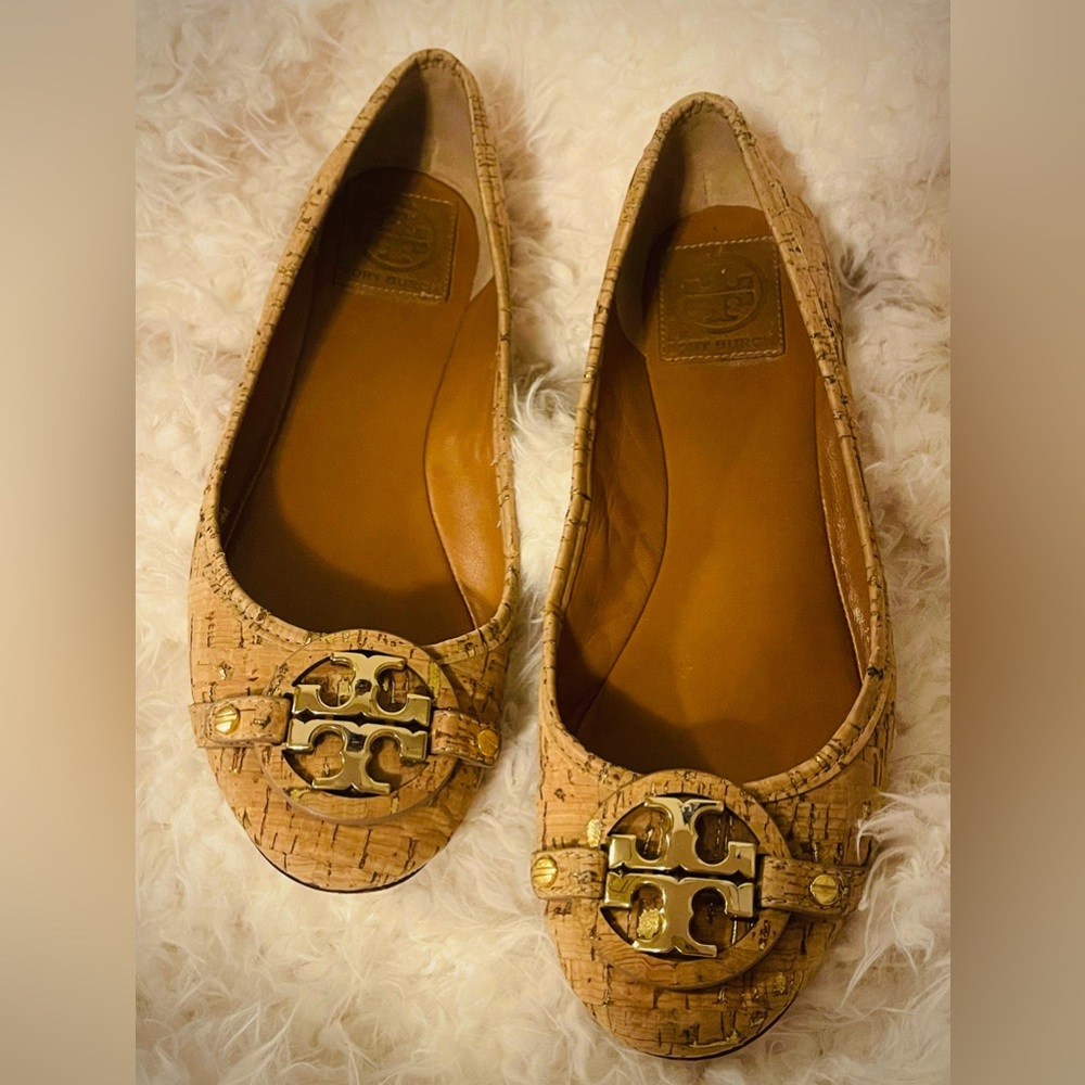Tory Burch Reva  Cork Ballet Flats Size 7.5 M